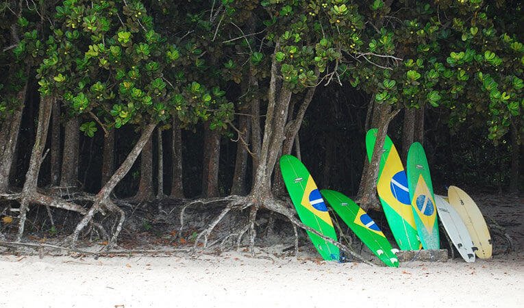 Surfboards With Brazilian Flag
