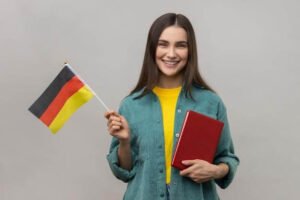 Casual Girl Holding Germany Flag